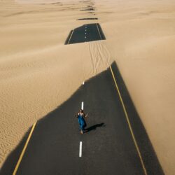 New adventure experience: Hike in desert lake